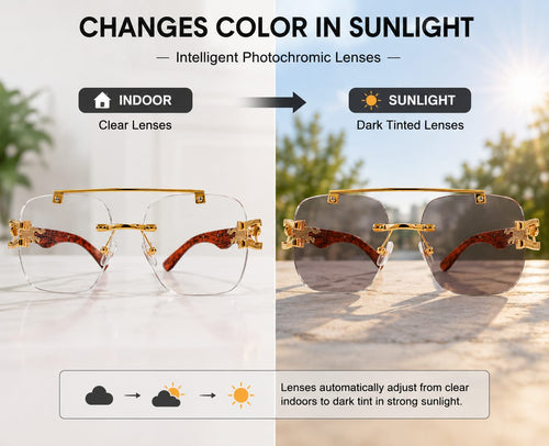 Men's Rimless Photochromic Sunglasses.
