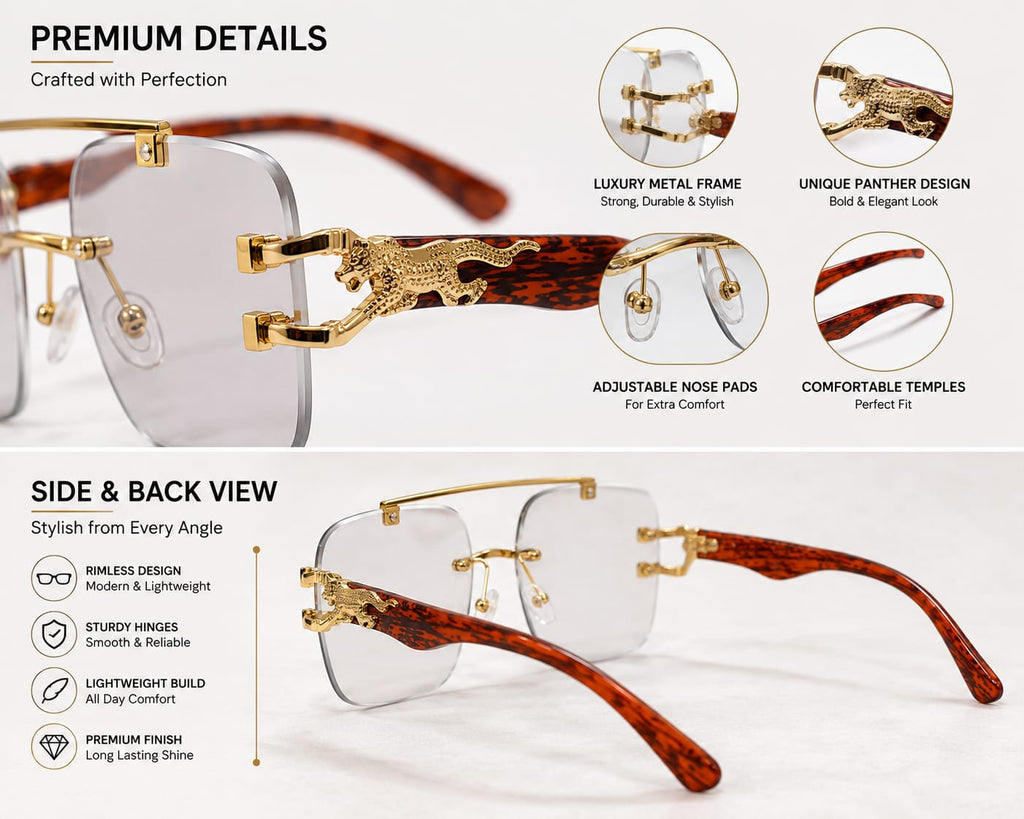 Men's Rimless Photochromic Sunglasses.