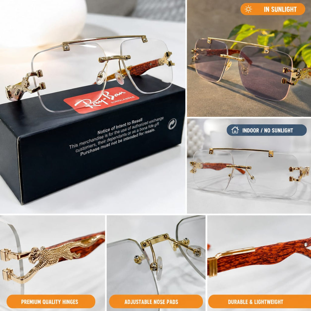 Men's Rimless Photochromic Sunglasses.